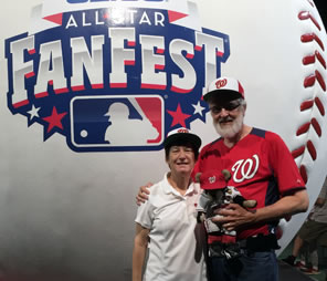 Photo of Sarah, Eric and teddy bear  at Fan Fest